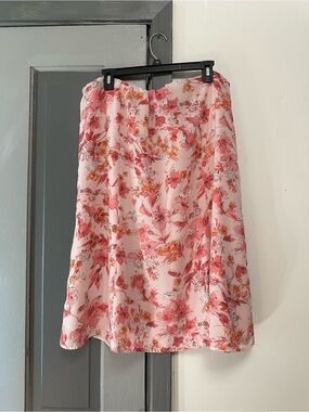 Vintage Y2K Laura Scott Floral Pink A-Line Skirt